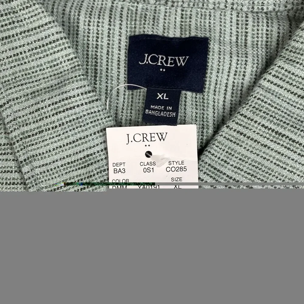J Crew Mens XL Short Sleeve‎ Slub Dobby Shirt Sage Green Woven Button Up Resort